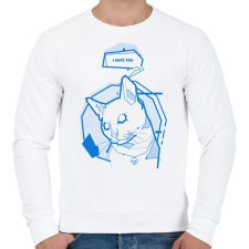 PRINTFASHION Antisocial cat - Férfi pulóver - Fehér férfi pulóver, kardigán
