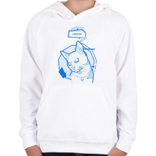 PRINTFASHION Antisocial cat - Gyerek kapucnis pulóver - Fehér gyerek pulóver, kardigán