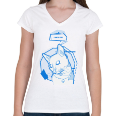 PRINTFASHION Antisocial cat - Női V-nyakú póló - Fehér