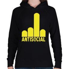 PRINTFASHION Antisocial finger - Női kapucnis pulóver - Fekete