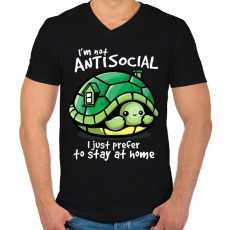 PRINTFASHION Antiszoci teknős - Férfi V-nyakú póló - Fekete