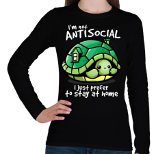 PRINTFASHION Antiszoci teknős - Női hosszú ujjú póló - Fekete női póló