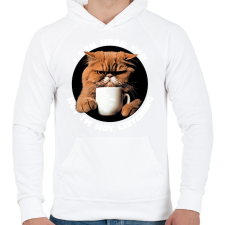 PRINTFASHION Antiszociális macska - Férfi kapucnis pulóver - Fehér férfi pulóver, kardigán