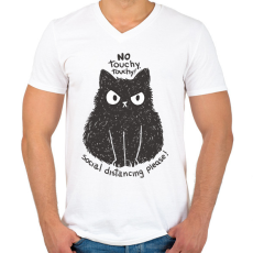 PRINTFASHION Antiszociális macska - Férfi V-nyakú póló - Fehér