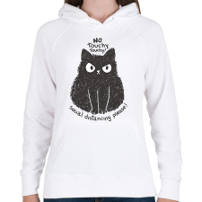 PRINTFASHION Antiszociális macska - Női kapucnis pulóver - Fehér női pulóver, kardigán