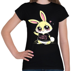 PRINTFASHION Antiszociális nyuszi - Női póló - Fekete