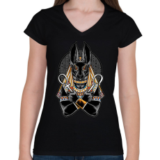 PRINTFASHION anubis - Női V-nyakú póló - Fekete