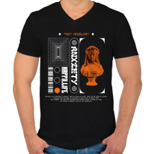 PRINTFASHION Anxiety - Férfi V-nyakú póló - Fekete férfi póló
