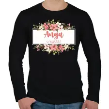 PRINTFASHION Anya a legjobb! - Virágos - Férfi hosszú ujjú póló - Fekete férfi póló