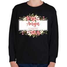 PRINTFASHION Anya a legjobb! - Virágos - Gyerek pulóver - Fekete
