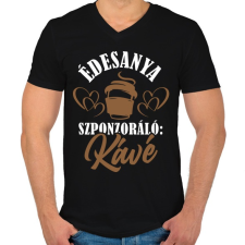 PRINTFASHION Anya és a kávé - Férfi V-nyakú póló - Fekete férfi póló