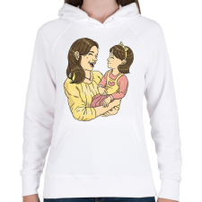 PRINTFASHION Anya és lánya - Női kapucnis pulóver - Fehér női pulóver, kardigán