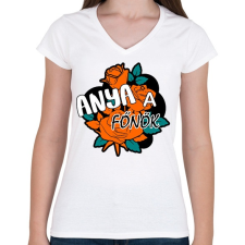 PRINTFASHION anya főnök - Női V-nyakú póló - Fehér női póló