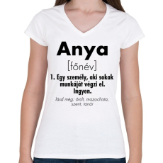 PRINTFASHION Anya jelentése - Női V-nyakú póló - Fehér