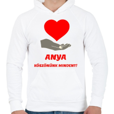 PRINTFASHION Anya köszönünk mindent - Férfi kapucnis pulóver - Fehér