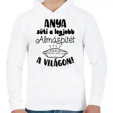 PRINTFASHION Anya süti a legjobb almáspitét a világon - Férfi kapucnis pulóver - Fehér férfi pulóver, kardigán