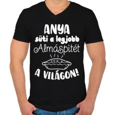 PRINTFASHION Anya süti a legjobb almáspitét a világon - Férfi V-nyakú póló - Fekete