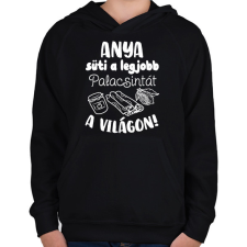 PRINTFASHION Anya süti a legjobb palacsintát a világon! - Gyerek kapucnis pulóver - Fekete gyerek pulóver, kardigán