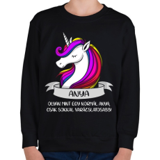 PRINTFASHION Anya unikornis - Gyerek pulóver - Fekete