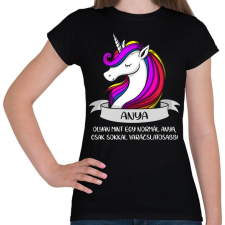 PRINTFASHION Anya unikornis - Női póló - Fekete női póló