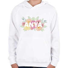 PRINTFASHION Anya virágokkal - Gyerek kapucnis pulóver - Fehér gyerek pulóver, kardigán