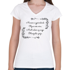 PRINTFASHION Anyák napi vers - Női V-nyakú póló - Fehér