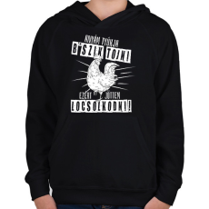 PRINTFASHION Anyám tyúkja húsvét - Gyerek kapucnis pulóver - Fekete