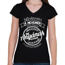 PRINTFASHION Anyának hívnak a legfontosabbak - Női V-nyakú póló - Fekete női póló