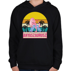 PRINTFASHION Anyaszaurusz - fiú - Gyerek kapucnis pulóver - Fekete