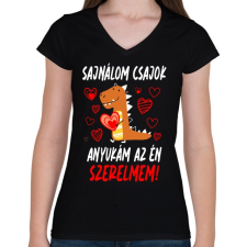 PRINTFASHION Anyukám az én szerelmem - Női V-nyakú póló - Fekete női póló