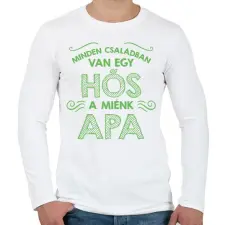 PRINTFASHION Apa a hős - Férfi hosszú ujjú póló - Fehér férfi póló
