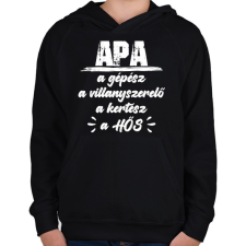PRINTFASHION Apa - A hős - Gyerek kapucnis pulóver - Fekete gyerek pulóver, kardigán