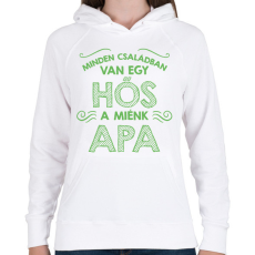 PRINTFASHION Apa a hős - Női kapucnis pulóver - Fehér