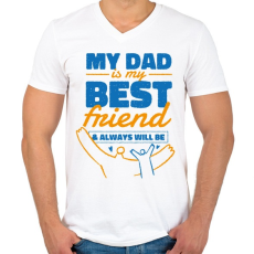 PRINTFASHION Apa a legjobb barát - Férfi V-nyakú póló - Fehér