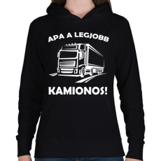 PRINTFASHION Apa a legjobb kamionos  - Női kapucnis pulóver - Fekete