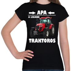 PRINTFASHION Apa a legjobb traktoros  - Női póló - Fekete