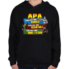 PRINTFASHION Apa a legkeményebb - Gyerek kapucnis pulóver - Fekete