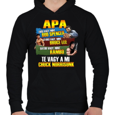 PRINTFASHION Apa a mi Chuck Norrisunk - Férfi kapucnis pulóver - Fekete férfi pulóver, kardigán