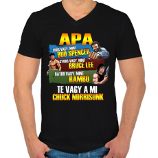 PRINTFASHION Apa a mi Chuck Norrisunk - Férfi V-nyakú póló - Fekete