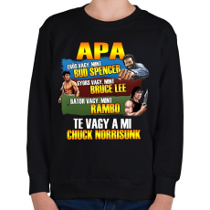 PRINTFASHION Apa a mi Chuck Norrisunk - Gyerek pulóver - Fekete