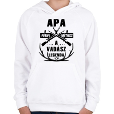 PRINTFASHION Apa a vadász - Gyerek kapucnis pulóver - Fehér