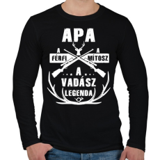 PRINTFASHION Apa a vadász legenda - Férfi hosszú ujjú póló - Fekete
