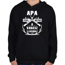 PRINTFASHION Apa a vadász legenda - Gyerek kapucnis pulóver - Fekete gyerek pulóver, kardigán