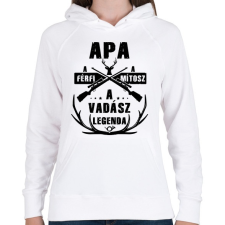 PRINTFASHION Apa a vadász - Női kapucnis pulóver - Fehér női pulóver, kardigán