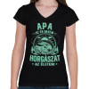 PRINTFASHION apa az én nevem horgászat az életem - Női V-nyakú póló - Fekete