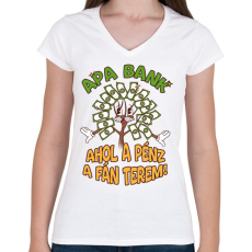 PRINTFASHION Apa bank - Női V-nyakú póló - Fehér