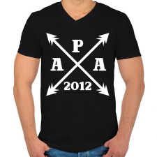 PRINTFASHION apa egyedi évszámmal fehér - Férfi V-nyakú póló - Fekete férfi póló