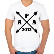 PRINTFASHION apa egyedi évszámmal fekete - Férfi V-nyakú póló - Fehér férfi póló