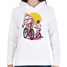 PRINTFASHION Apa és fia biciklin - Női kapucnis pulóver - Fehér