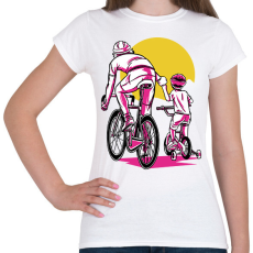PRINTFASHION Apa és fia biciklin - Női póló - Fehér
